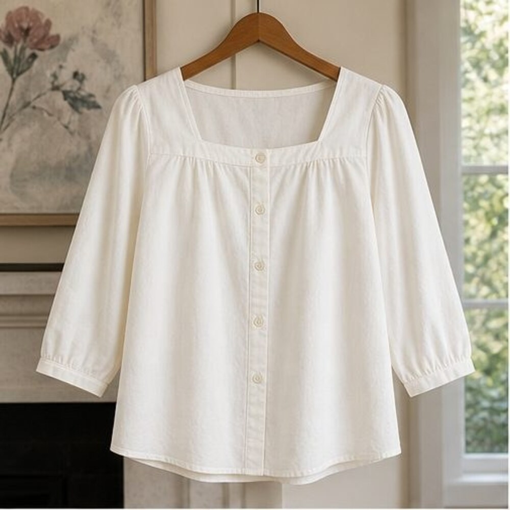 Ivory Pleated Blouse